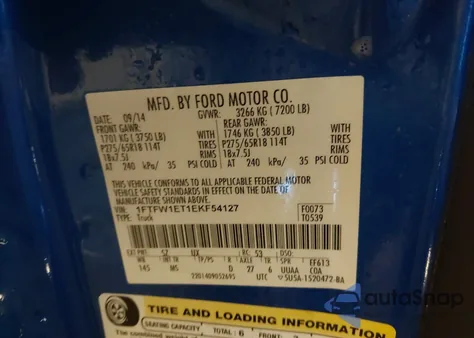 2014 Ford F-150 Xlt from USA, damaged, VIN 1FTFW1ET1EKF54127